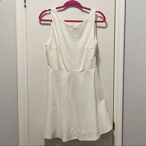 Low back white skater dress